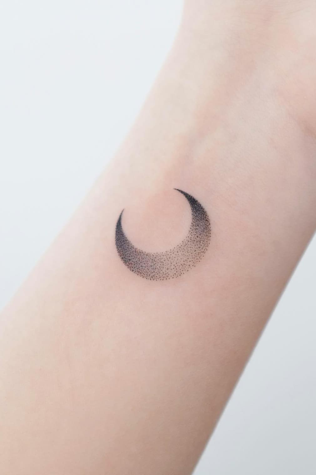 Waxed Crescent Moon Silhouette Tattoo