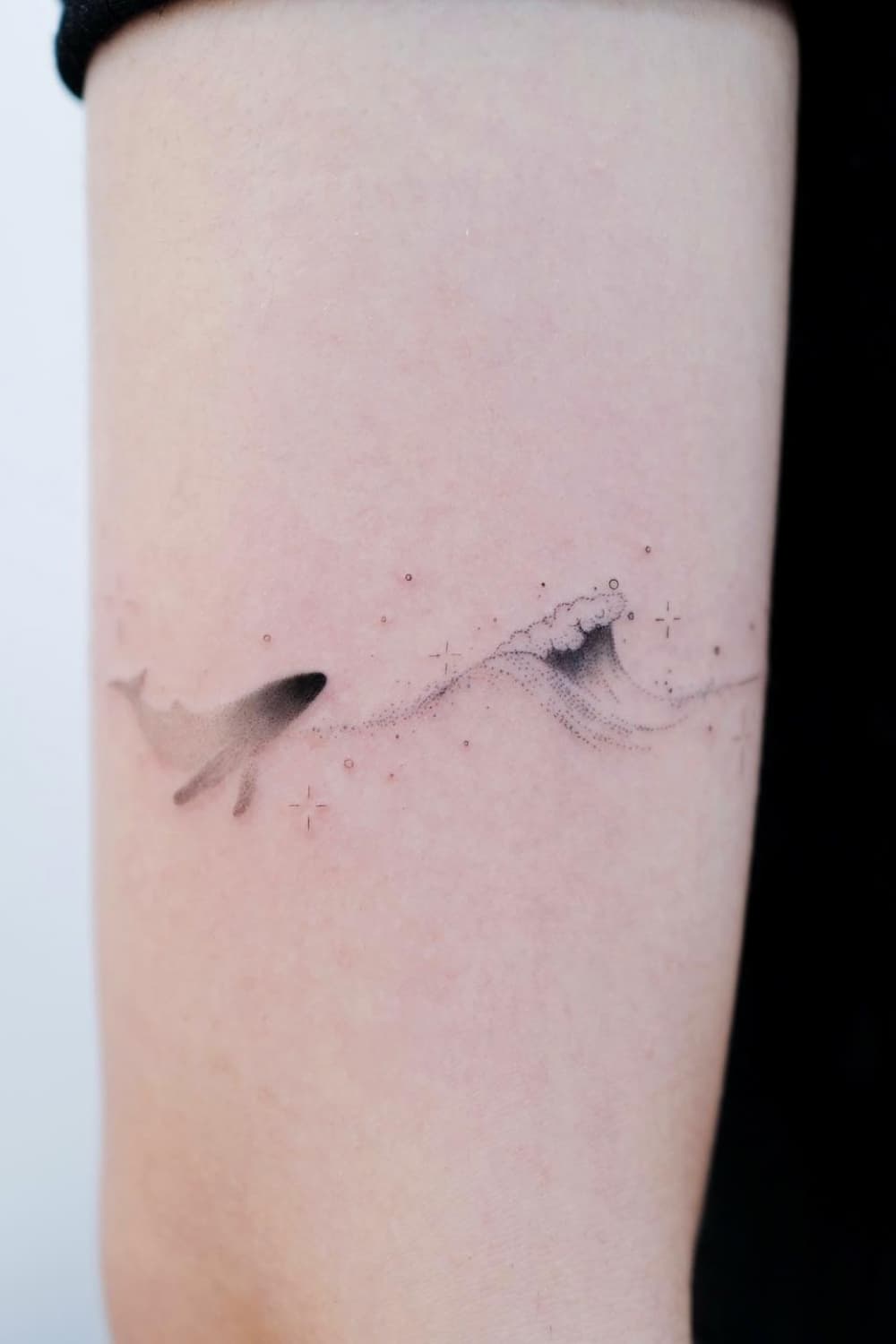 Whale and Wave Silhouette Tattoo