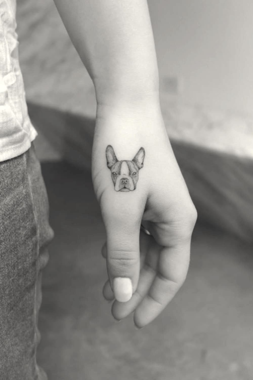 Small Dog Hand Tattoo