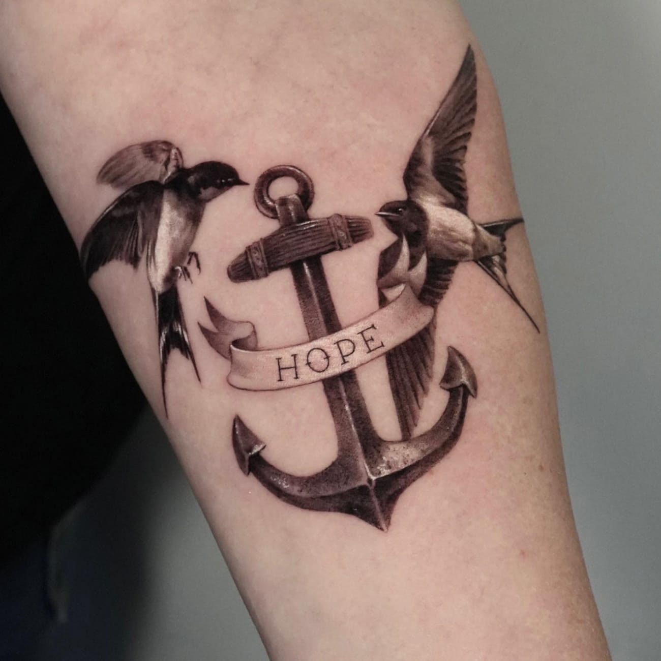 Anchor and Swallow Tattoo