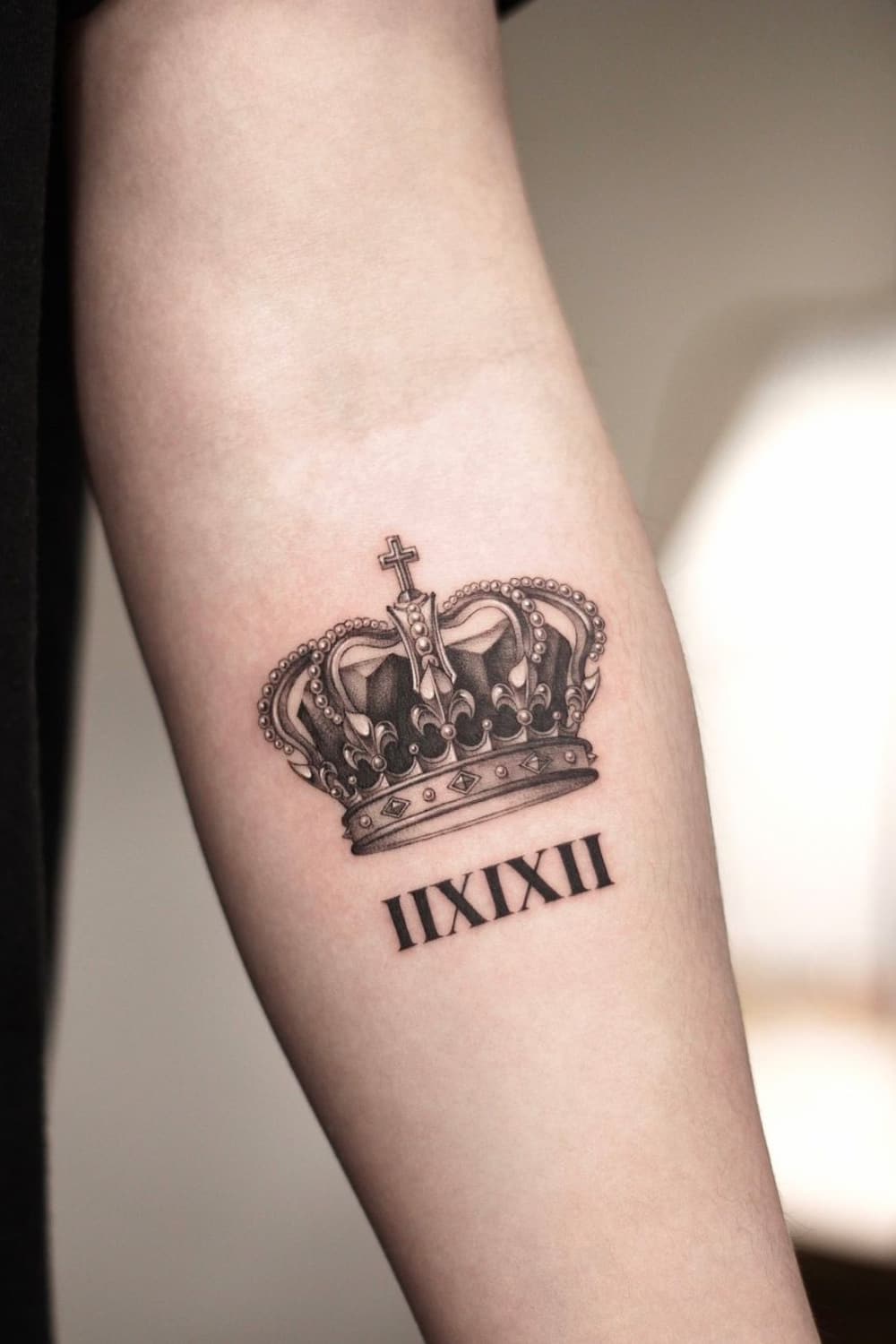 Crown Tattoo with Roman Numerals