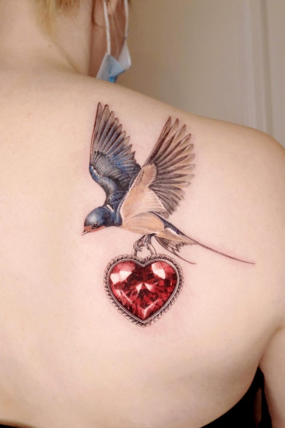 Heart and Swallow Tattoo
