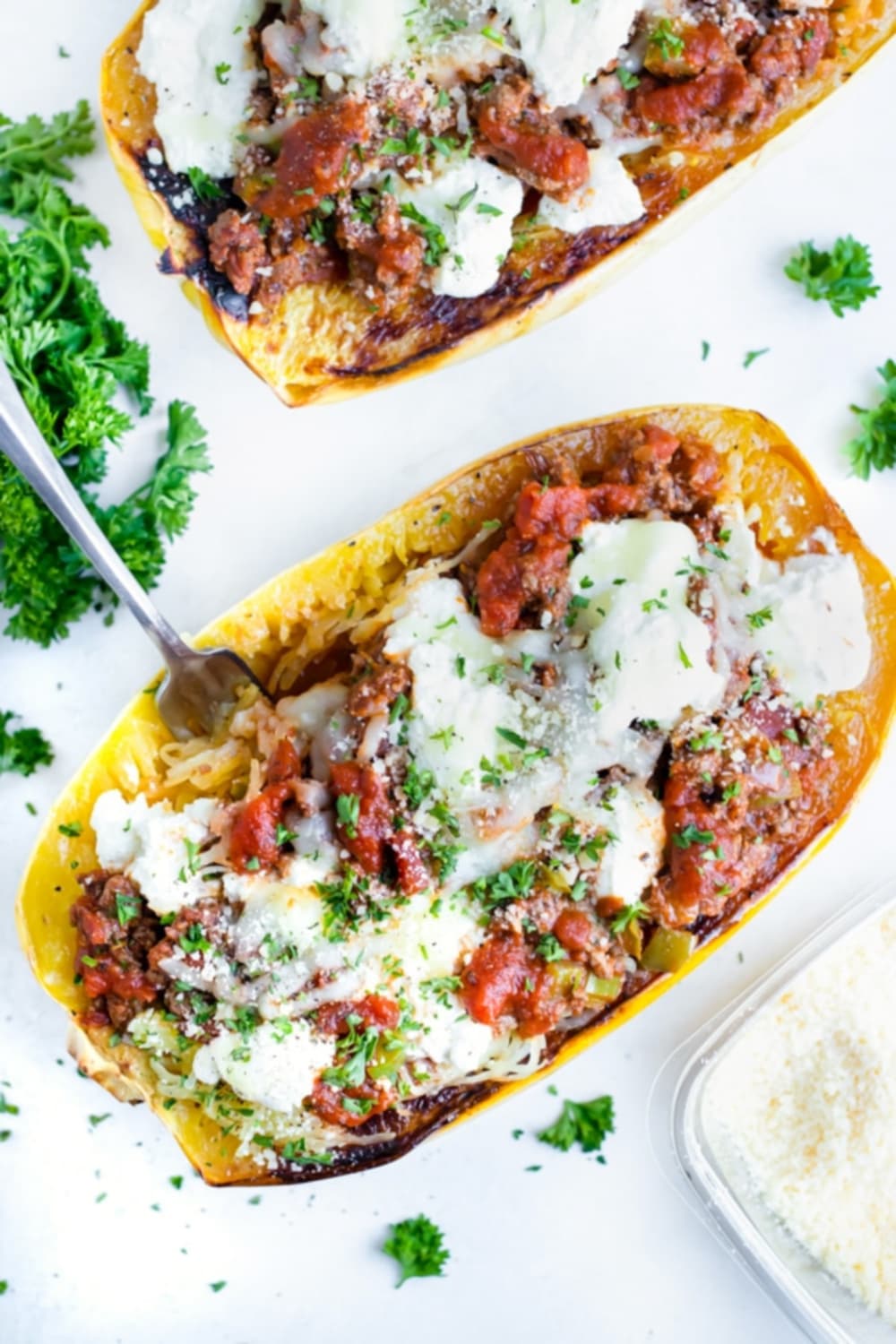 Lasagna Stuffed Spaghetti Squash