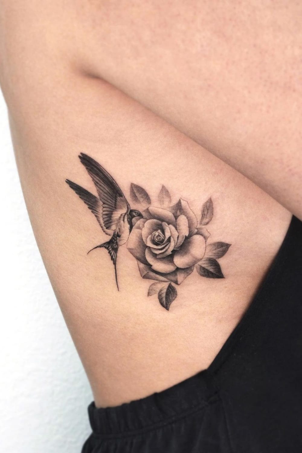 Rose and Swallow Tattoo