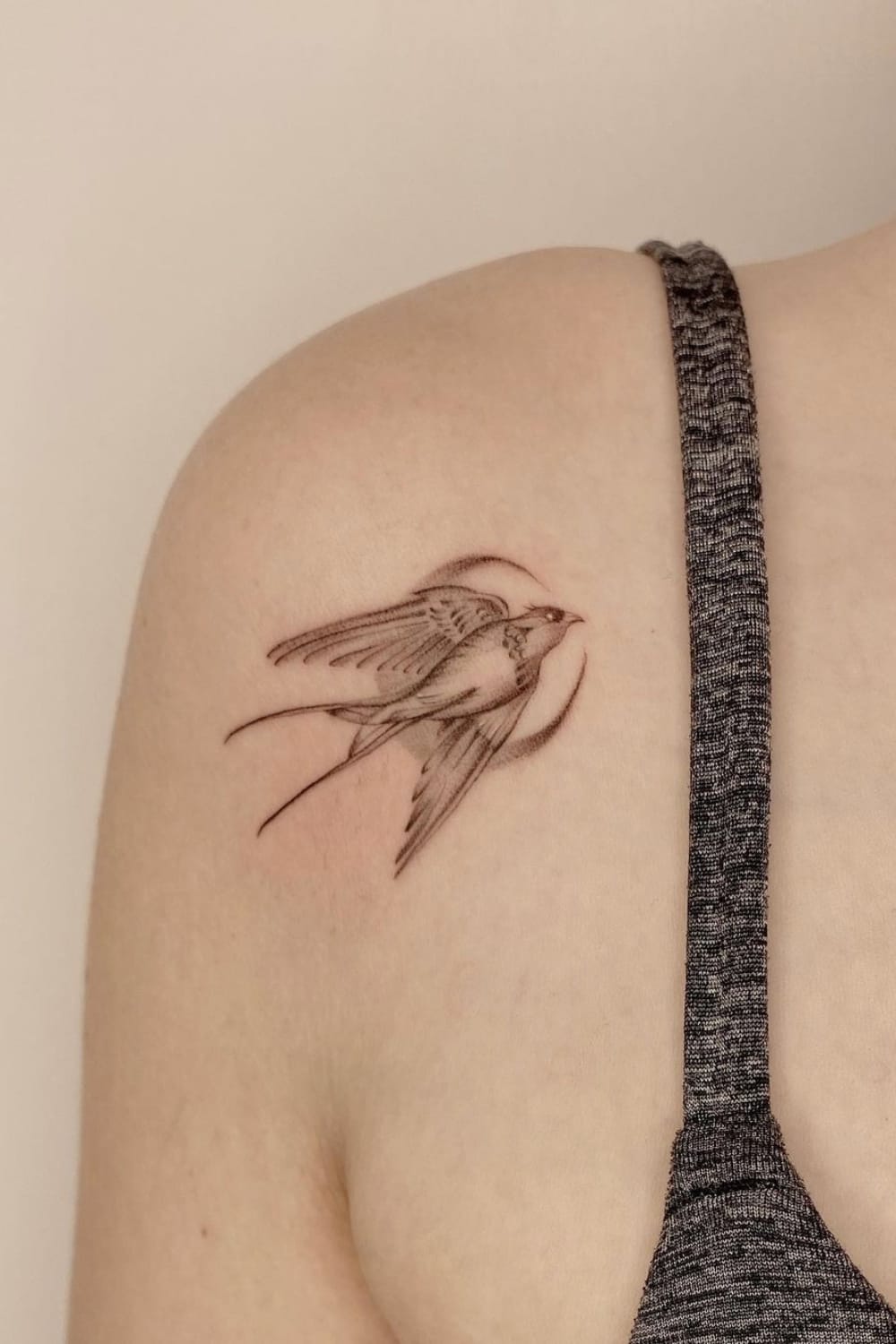 Swallow Tattoo With Moon