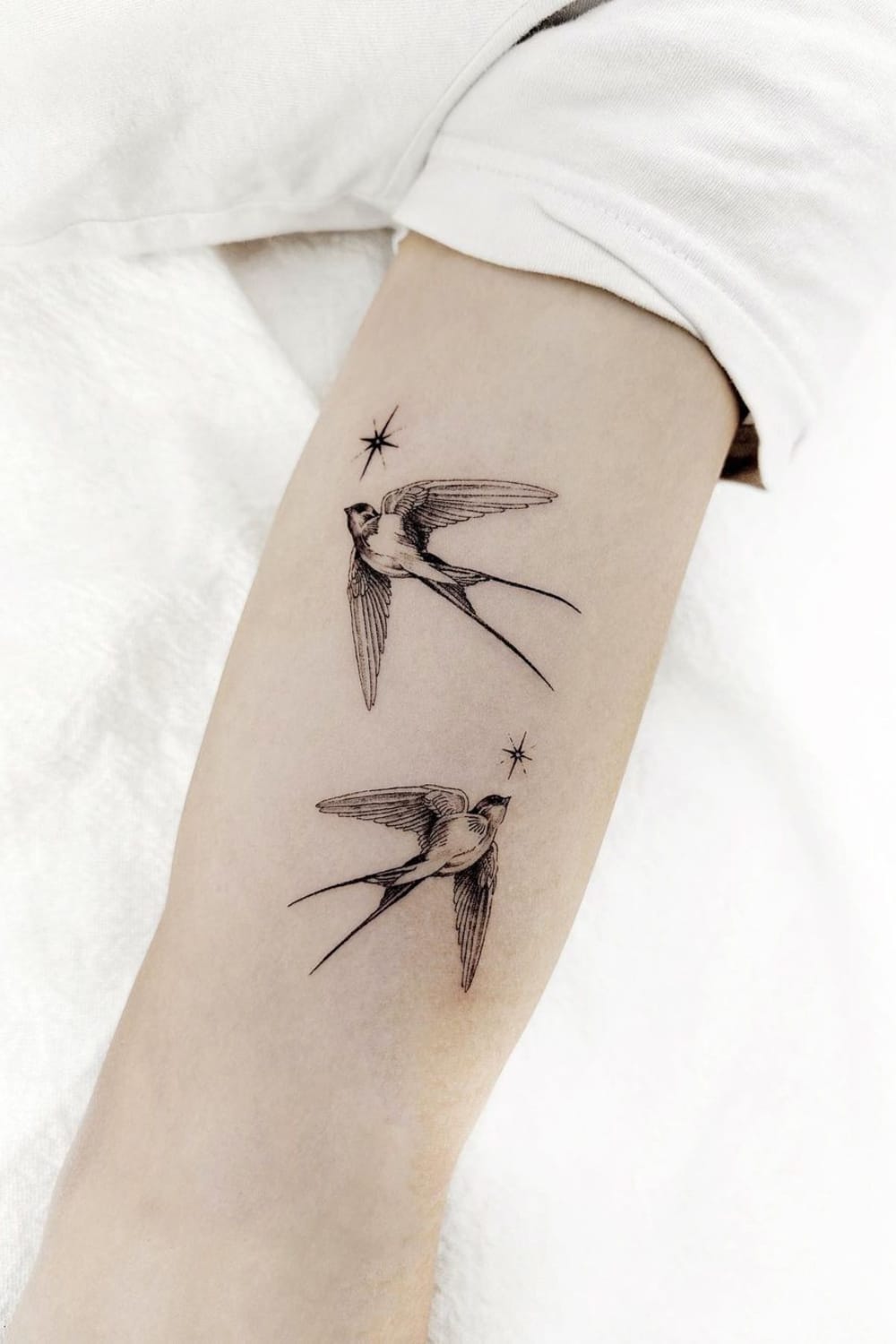 Swallow Tattoo With Stars