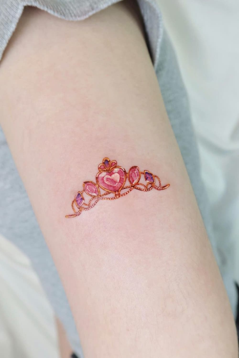 Sweet Pink Crown Tattoo