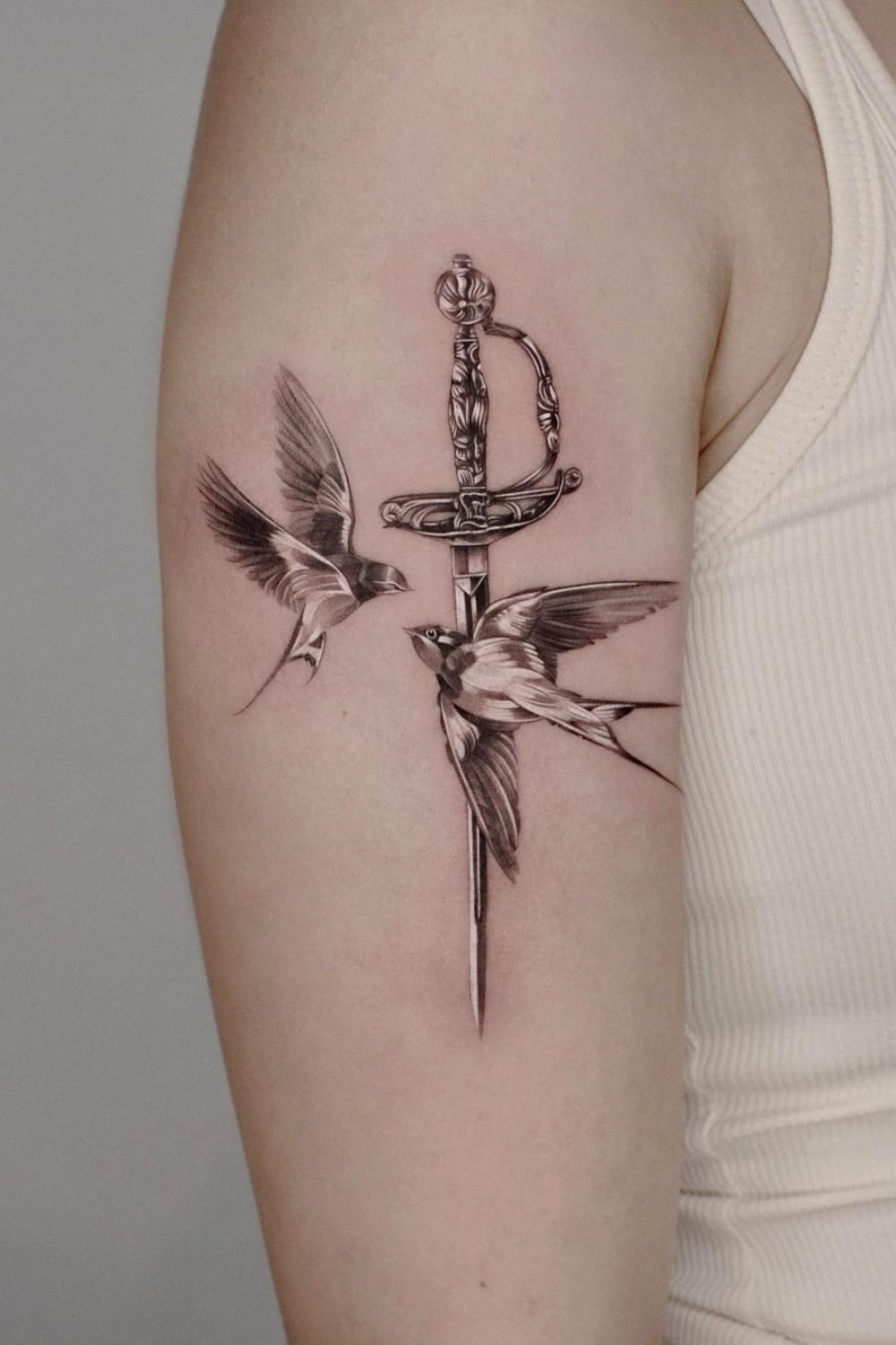 Sword and Swallow Tattoo