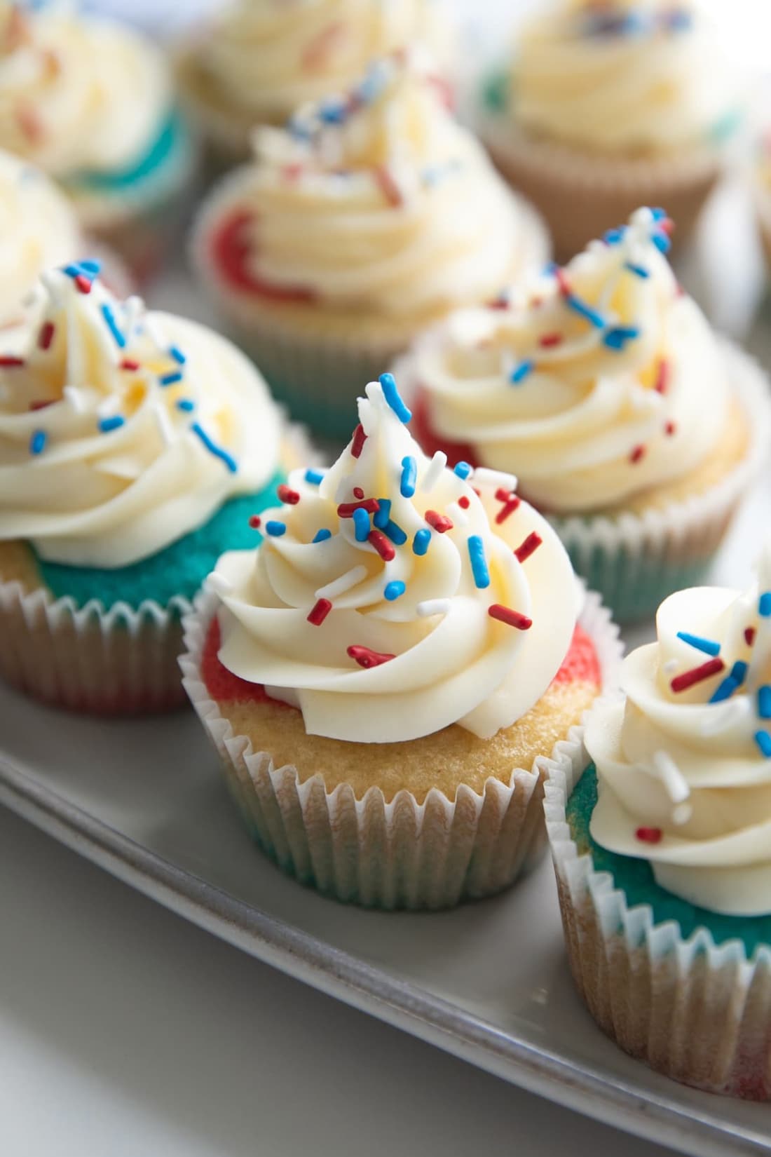 4th of July Cupcakes Covered with Cream Cheese Frosting