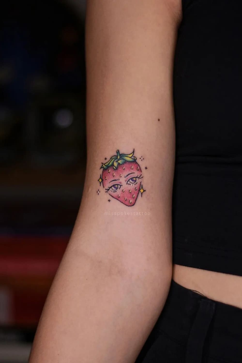 Anthropomorphic Strawberry Tattoo