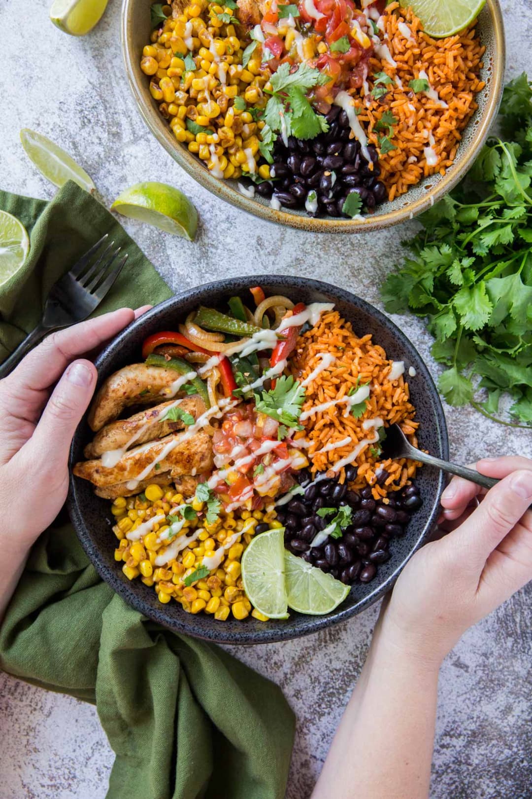 Bols de fajitas au poulet