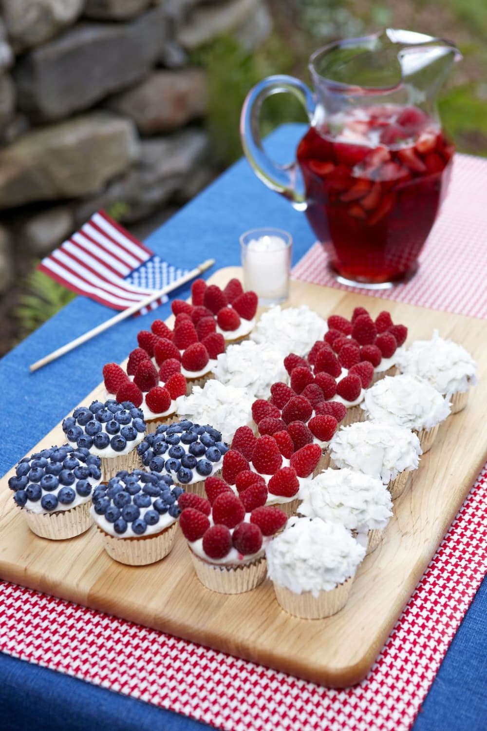 Cupcake Flag With Berries and Coconut
