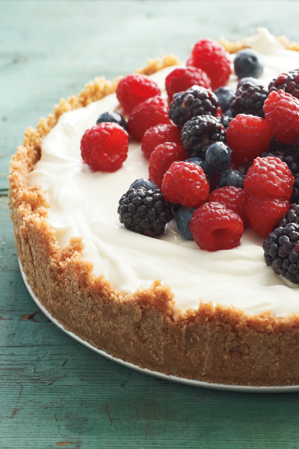 No-Cook Red, White, and Blue Cheesecake