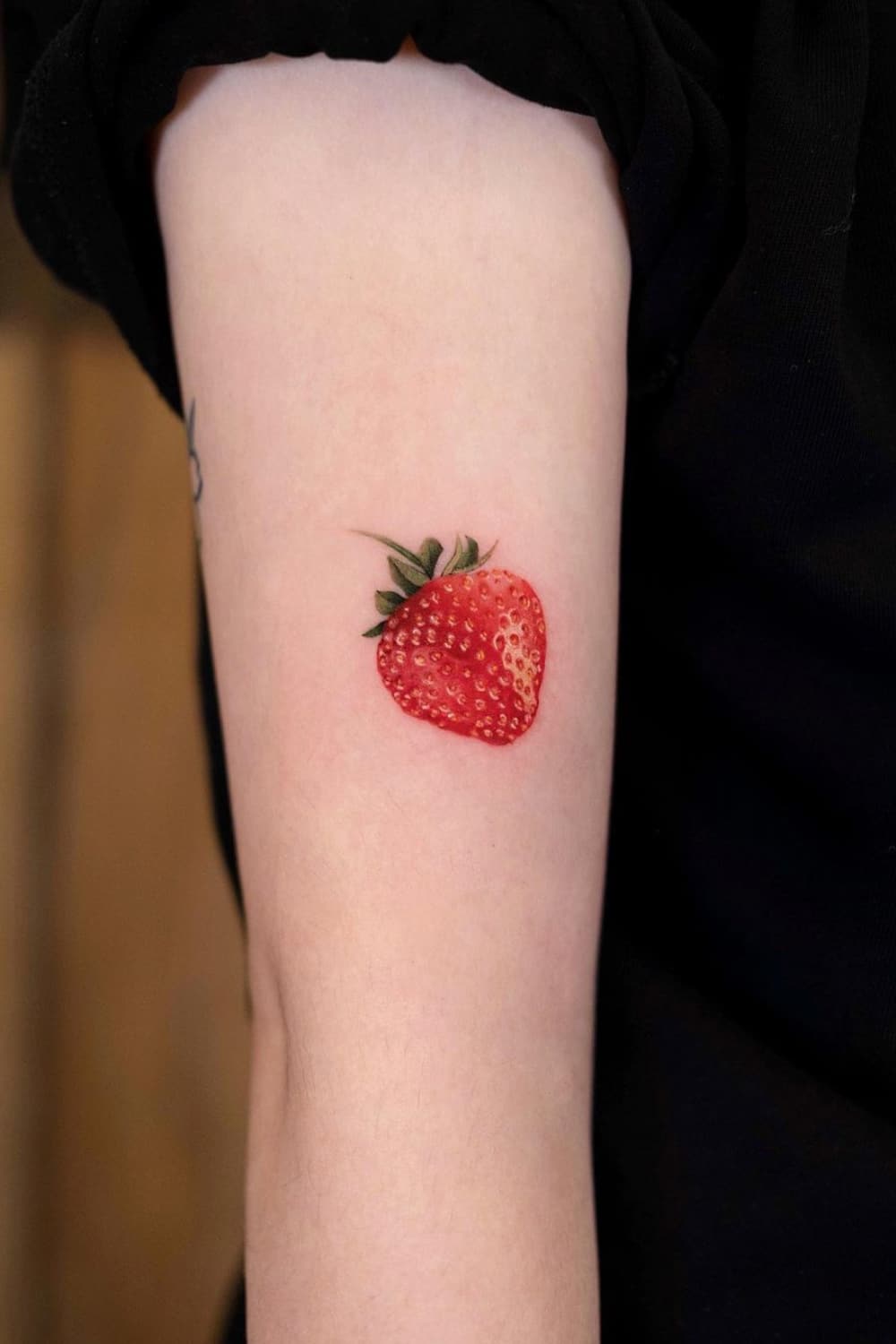 Realistic Strawberry Tattoo