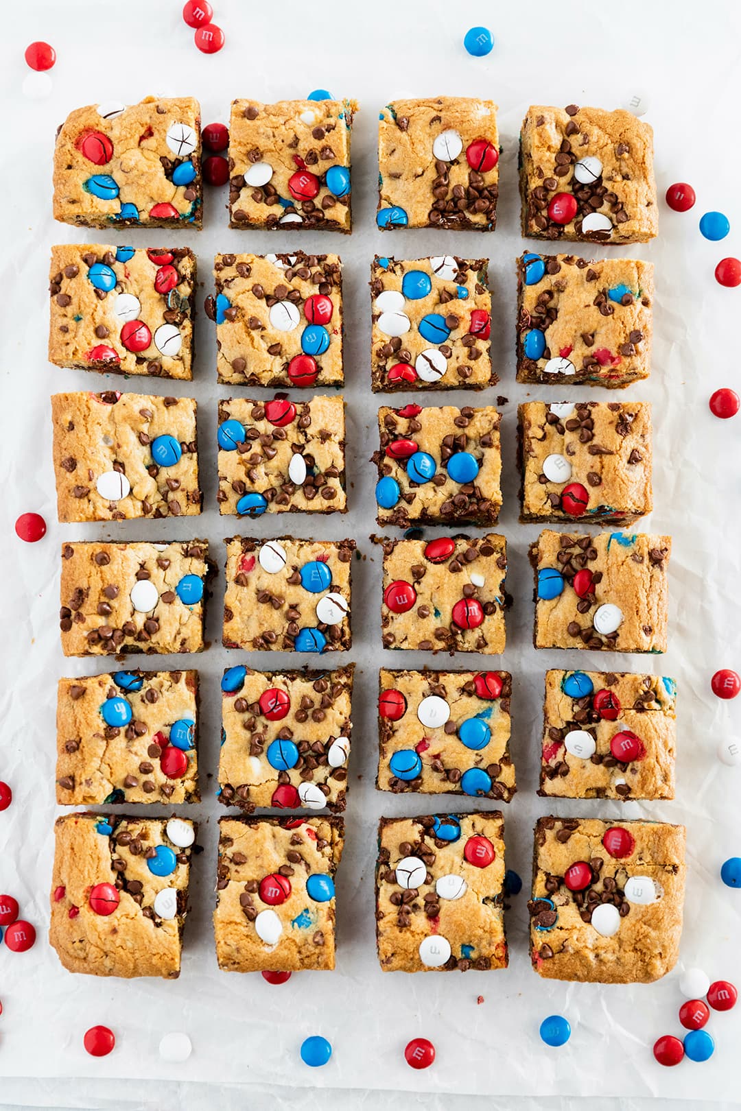 Red, White and Blue M&M’S Cookie Bars