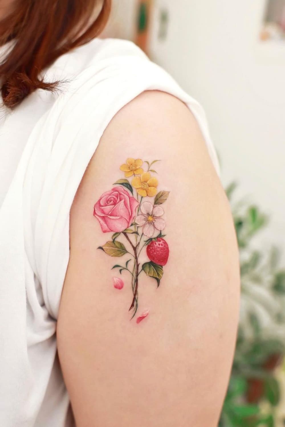 Strawberry Bouquet Tattoo