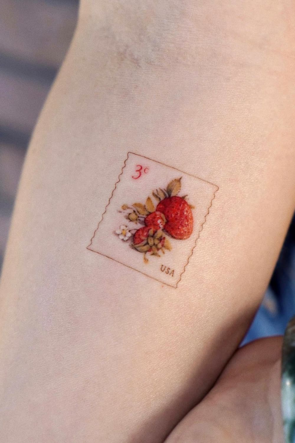 Strawberry Stamp Tattoo