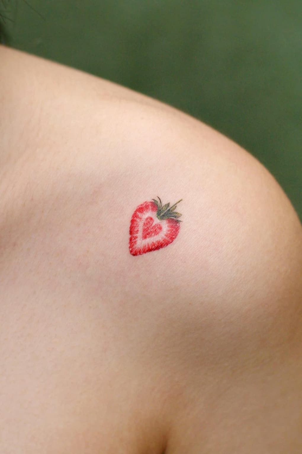 Strawberry Tattoo On Shoulder