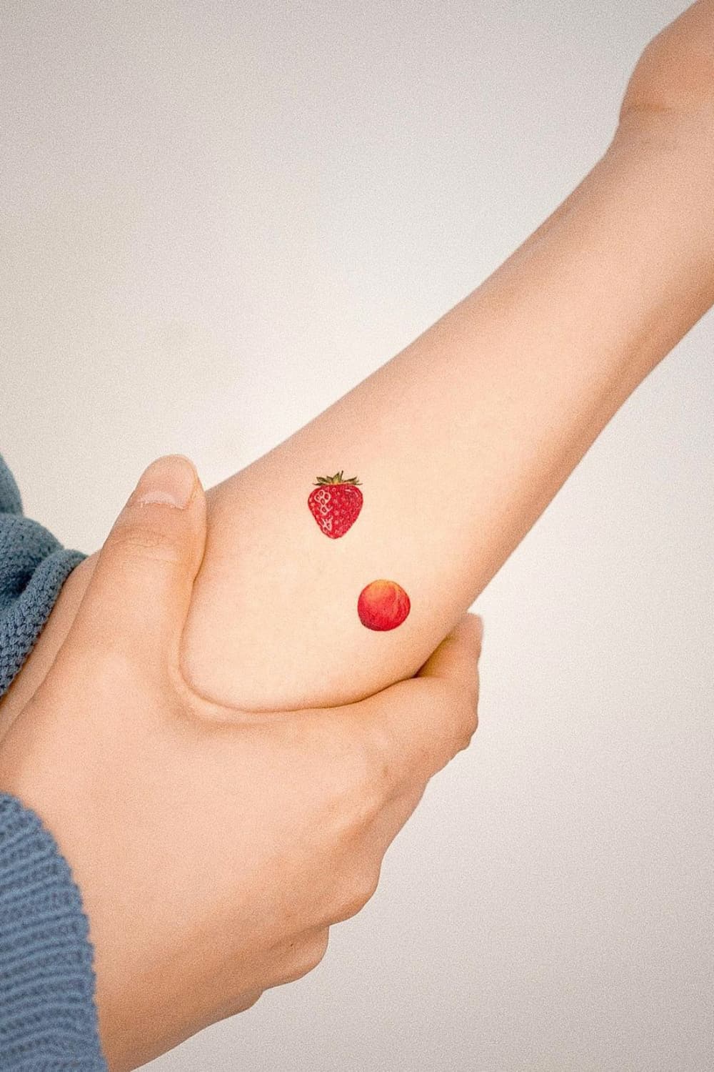 Strawberry Tattoo With Peach