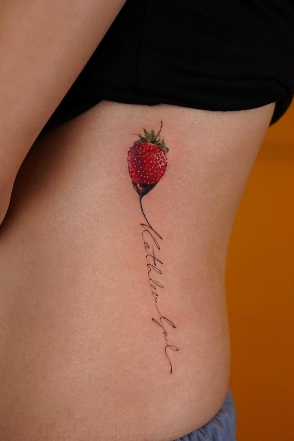 Strawberry Tattoo With Quote