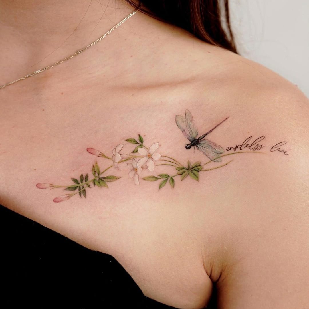 Dragonfly Tattoo With Quote