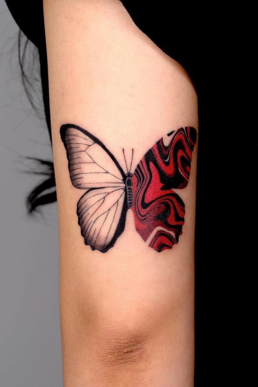 Red and Black Butterfly Tattoo