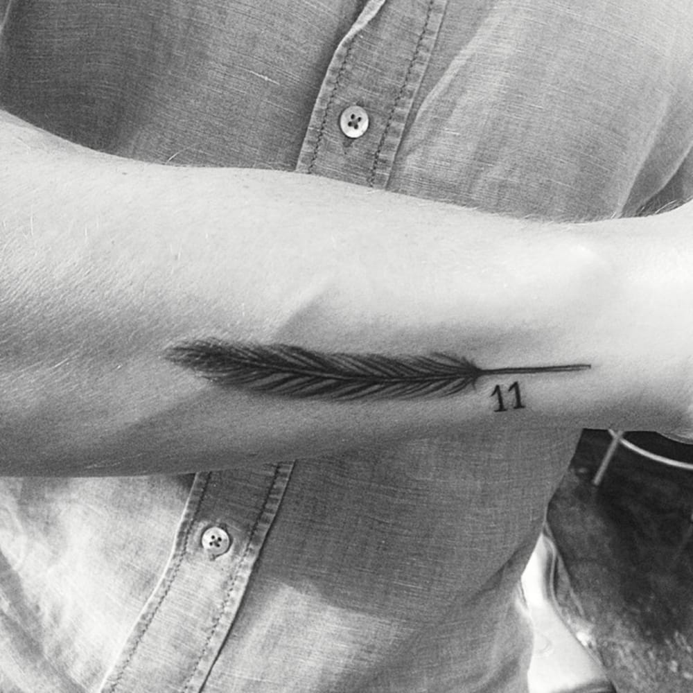 Feather Tattoo With Number