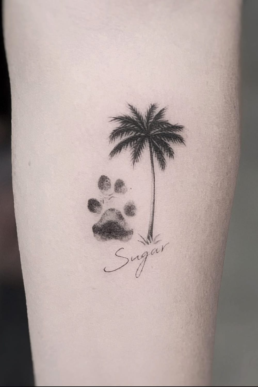 Paw Print and Tree Tattoo
