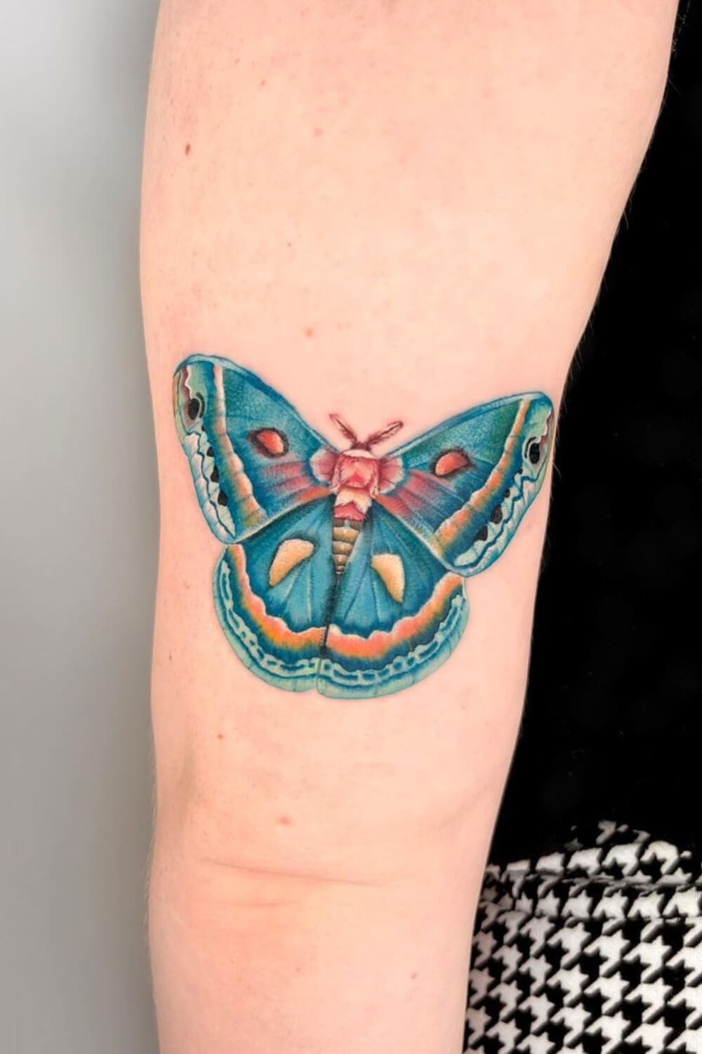 Teal Moth Tattoo