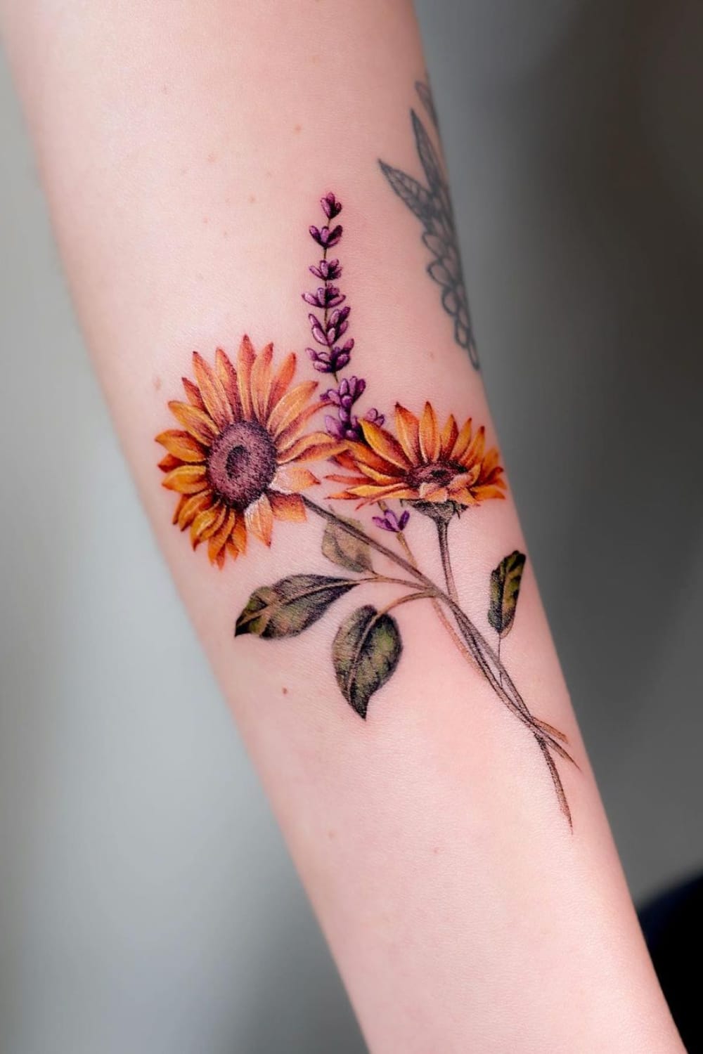 Sunflower and Lavender Tattoo