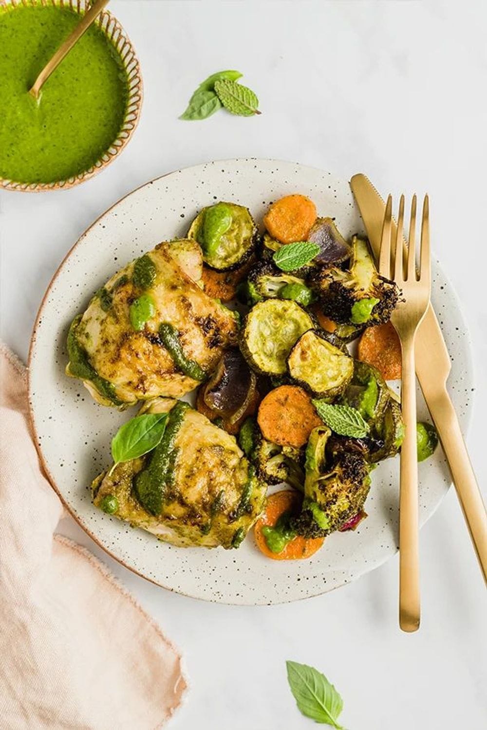 One-Pan Chicken Pesto With Vegetables (Whole30, Paleo, AIP)